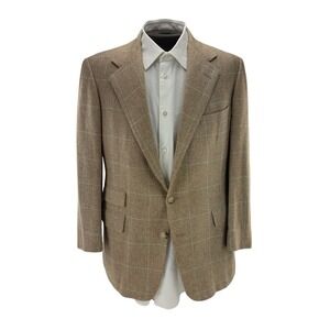 Polo Ralph Lauren Vintage Brown Houndstooth Wool 2 Button Double Vent Blazer 40R